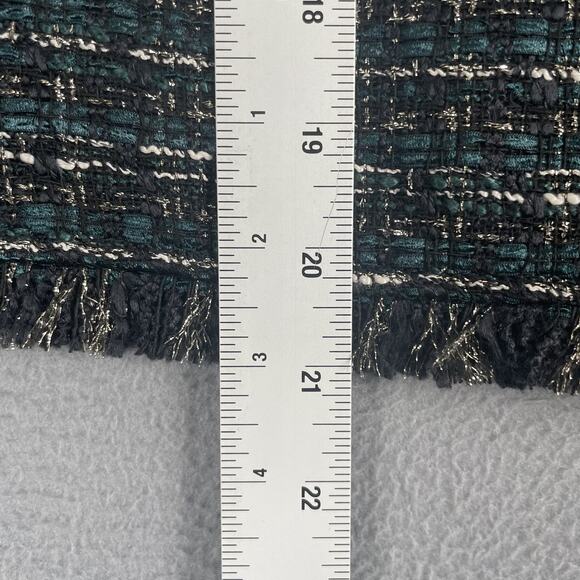 LOFT Jacket Womens XL Black Metallic Tweed Cropped Blazer Gold Button Fringe New - Picture 8 of 8